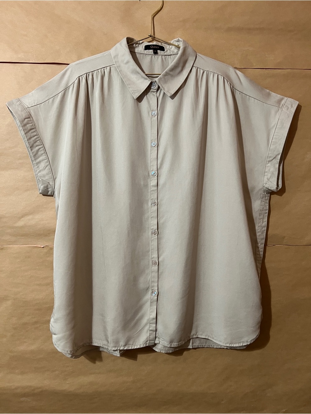 Quince | Vintage Wash Tencel Camp Shirt Shale Button Front Collared Top Size XL